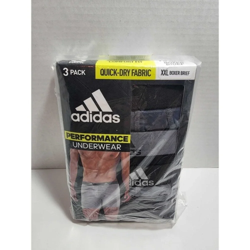 Adidas Men's Performance Underwear Boxer Briefs 3 Pack Size XXL 2XL‎ Onix Grey